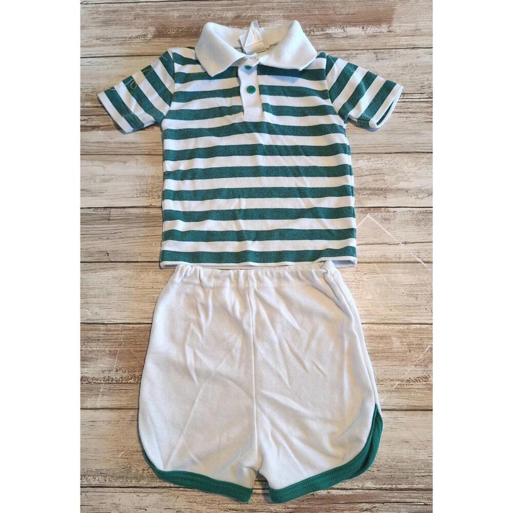 Lightning Bug Vintage Boy Infant 2pc Summer Outfit Polo Shirt/Shorts Sz 18 Month